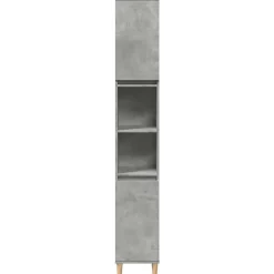 zmh Armoire de salle de bain gris béton 30x30x190 cm