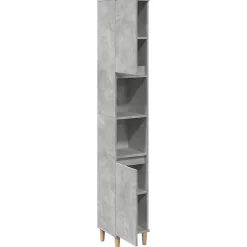 zmh Armoire de salle de bain gris béton 30x30x190 cm