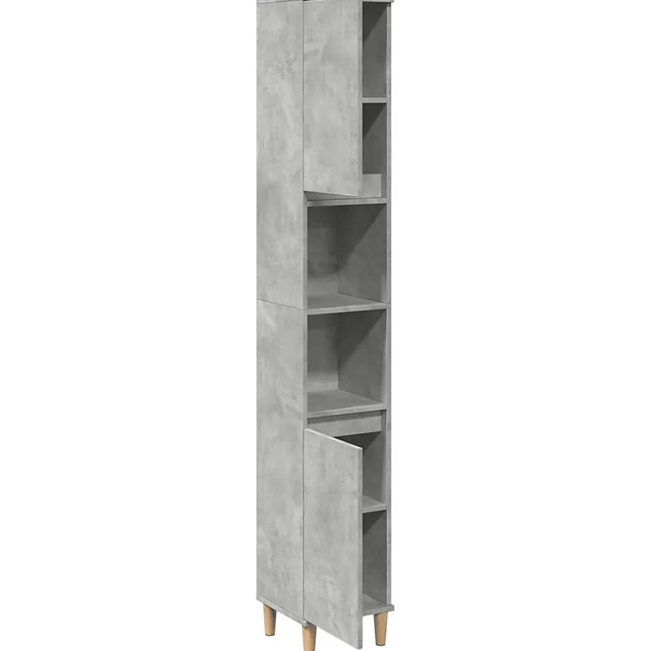 zmh Armoire de salle de bain gris béton 30x30x190 cm