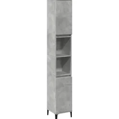 zmh Armoire de salle de bain gris béton 30x30x190 cm