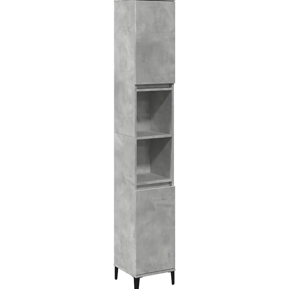 zmh Armoire de salle de bain gris béton 30x30x190 cm