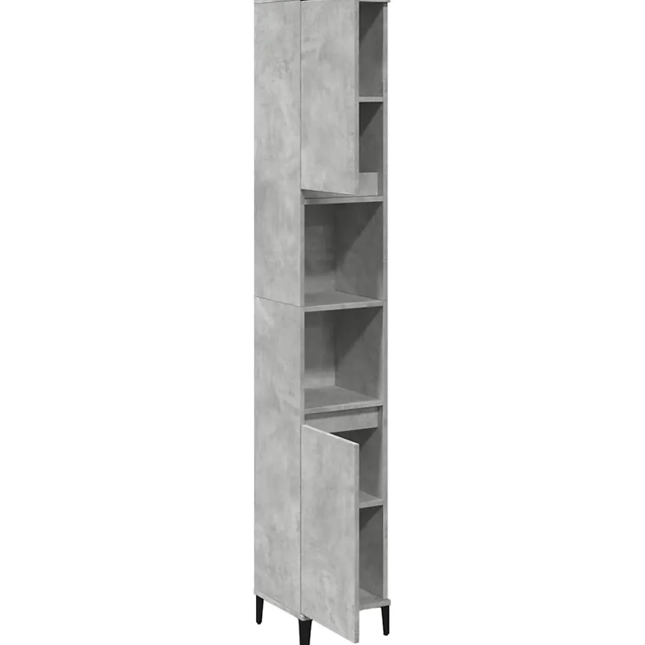zmh Armoire de salle de bain gris béton 30x30x190 cm