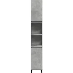 zmh Armoire de salle de bain gris béton 30x30x190 cm