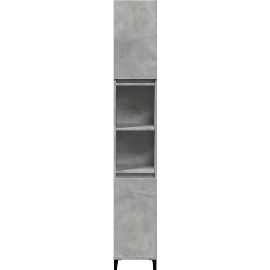 zmh Armoire de salle de bain gris béton 30x30x190 cm