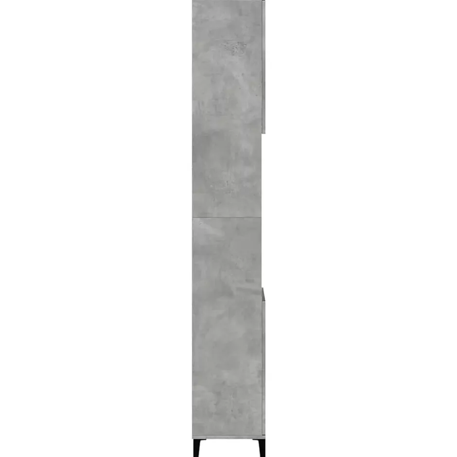 zmh Armoire de salle de bain gris béton 30x30x190 cm