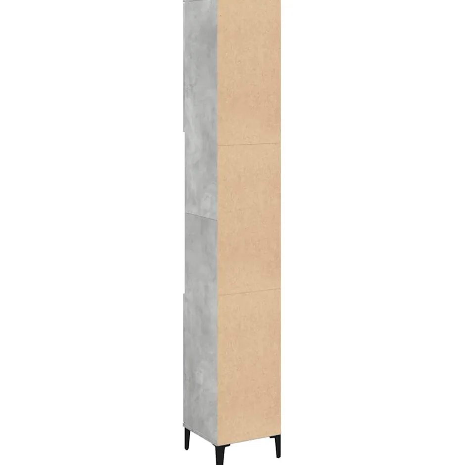 zmh Armoire de salle de bain gris béton 30x30x190 cm