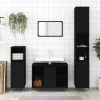 zmh Armoire de salle de bain noir 80x33x60 cm bois d'ingénierie* Meuble Wc