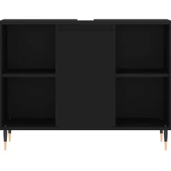 zmh Armoire de salle de bain noir 80x33x60 cm bois d'ingénierie* Meuble Wc