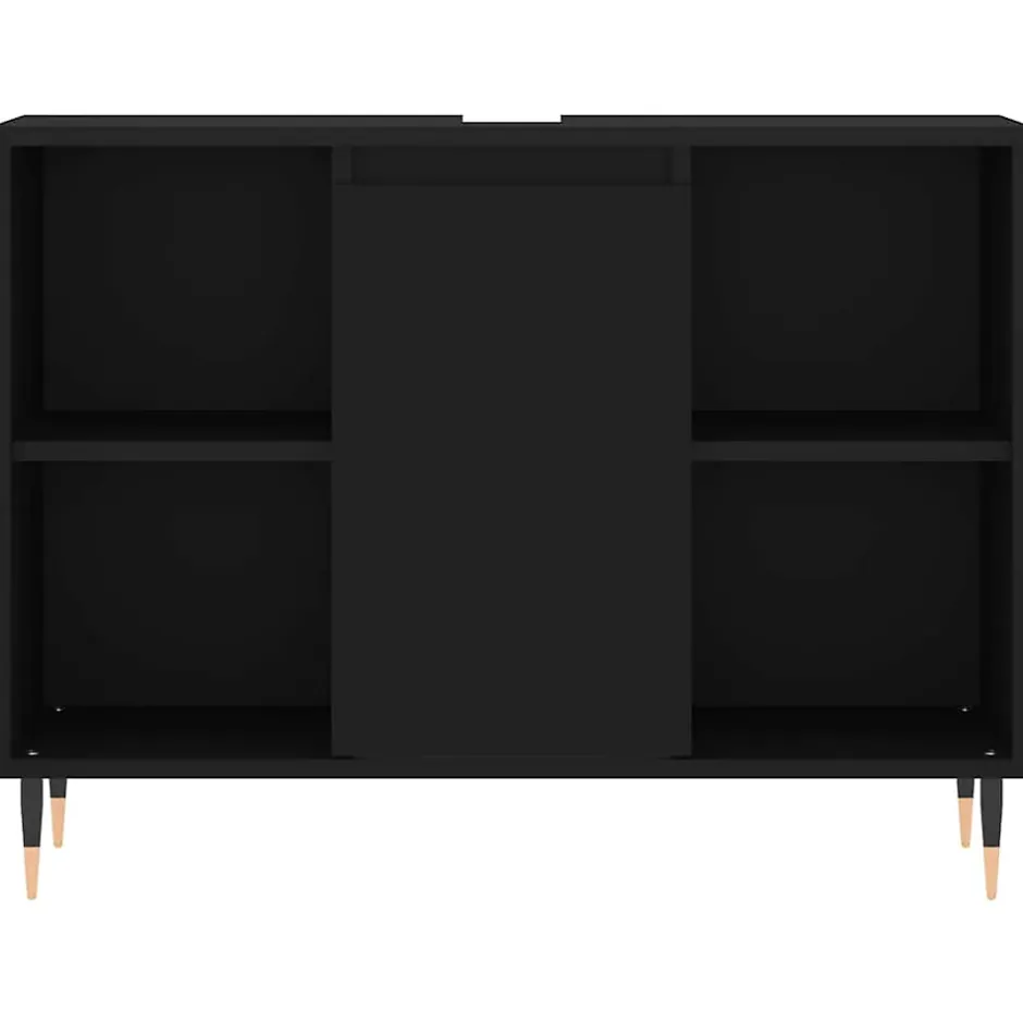 zmh Armoire de salle de bain noir 80x33x60 cm bois d'ingénierie* Meuble Wc