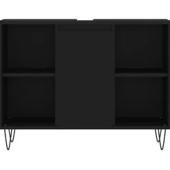 zmh Armoire de salle de bain noir 80x33x60 cm bois d'ingénierie