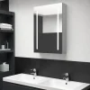 zmh Armoire de salle de bain à miroir LED gris béton 50x13x70 cm* Meuble Wc