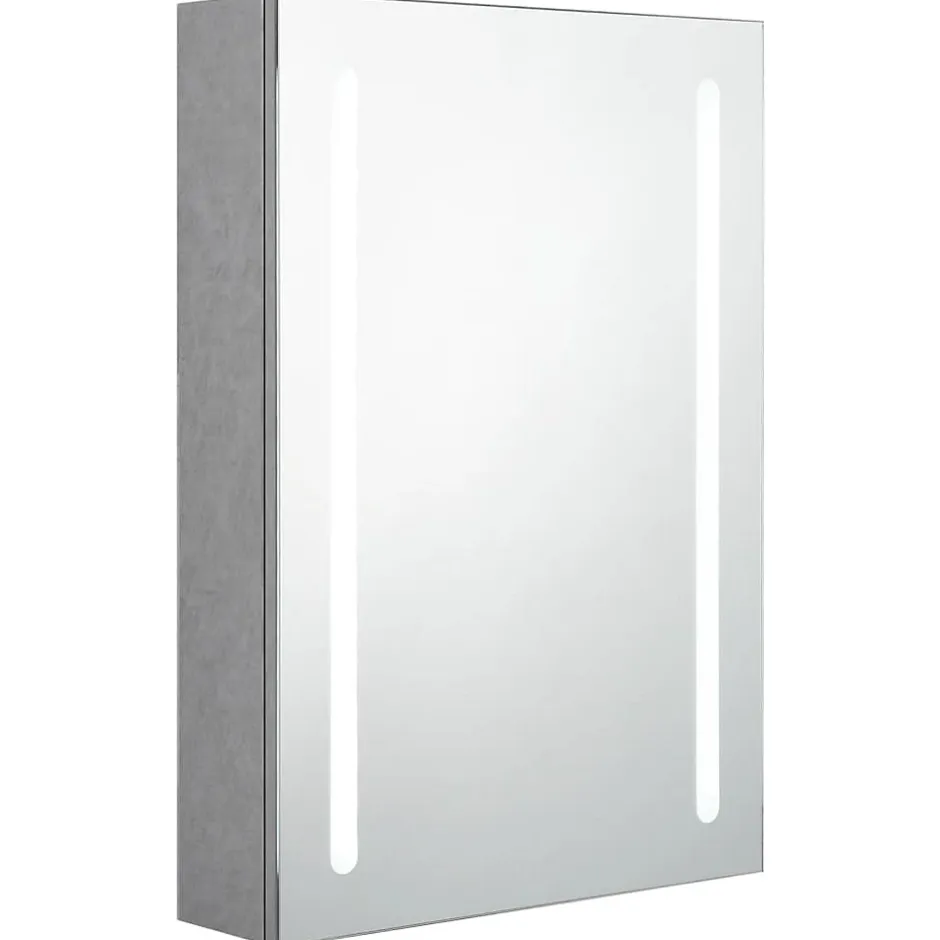 zmh Armoire de salle de bain à miroir LED gris béton 50x13x70 cm* Meuble Wc