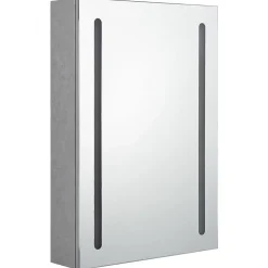 zmh Armoire de salle de bain à miroir LED gris béton 50x13x70 cm* Meuble Wc