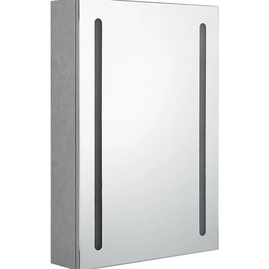 zmh Armoire de salle de bain à miroir LED gris béton 50x13x70 cm* Meuble Wc