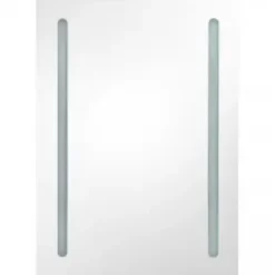 zmh Armoire de salle de bain à miroir LED gris béton 50x13x70 cm* Meuble Wc