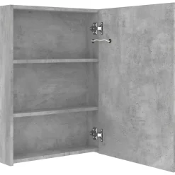 zmh Armoire de salle de bain à miroir LED gris béton 50x13x70 cm* Meuble Wc