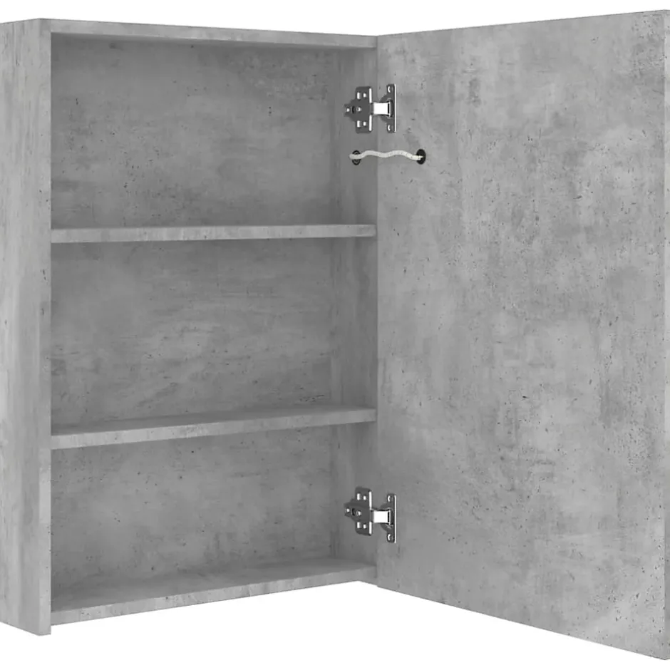 zmh Armoire de salle de bain à miroir LED gris béton 50x13x70 cm* Meuble Wc