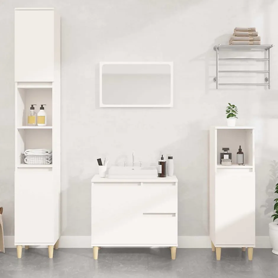 zmh Armoire de salle de bain blanc 65x33x60 cm bois d'ingénierie