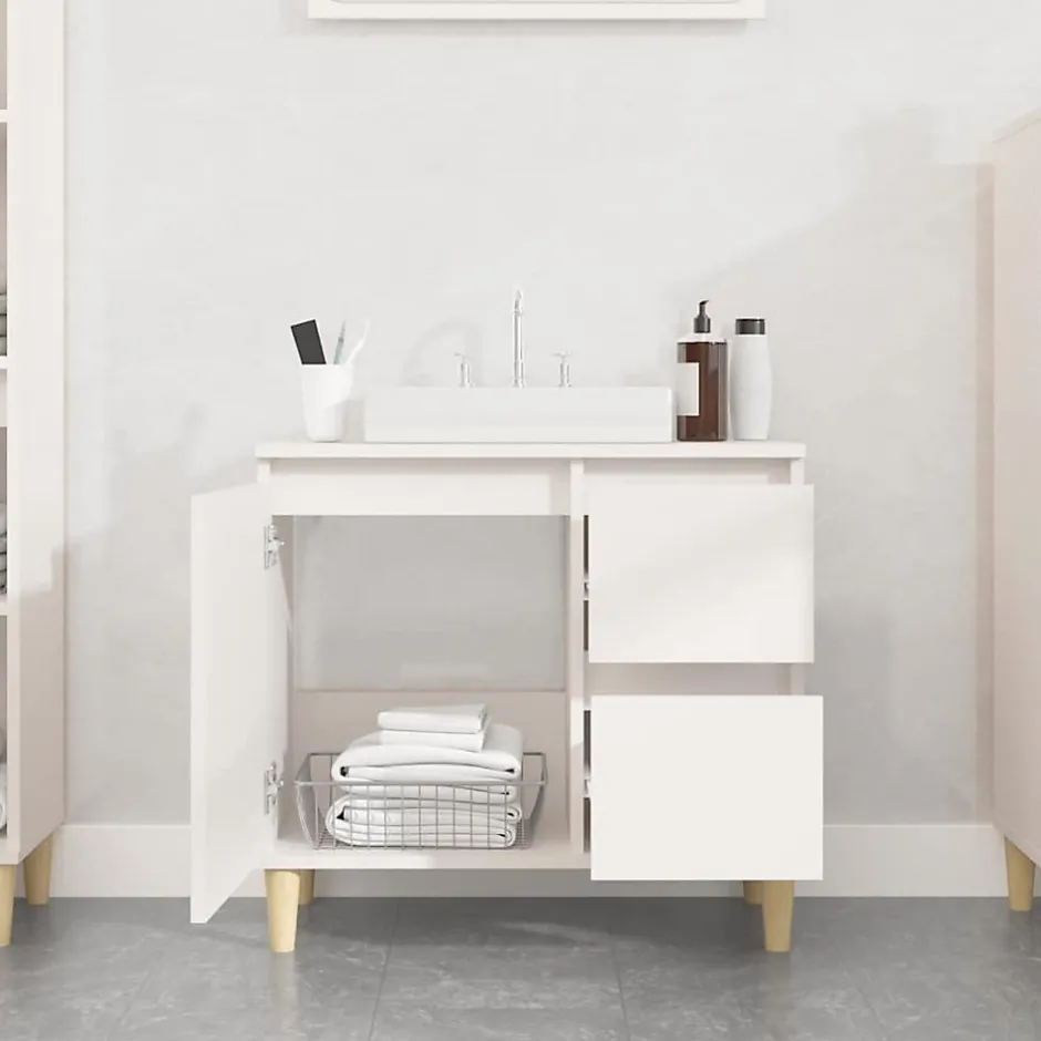 zmh Armoire de salle de bain blanc 65x33x60 cm bois d'ingénierie