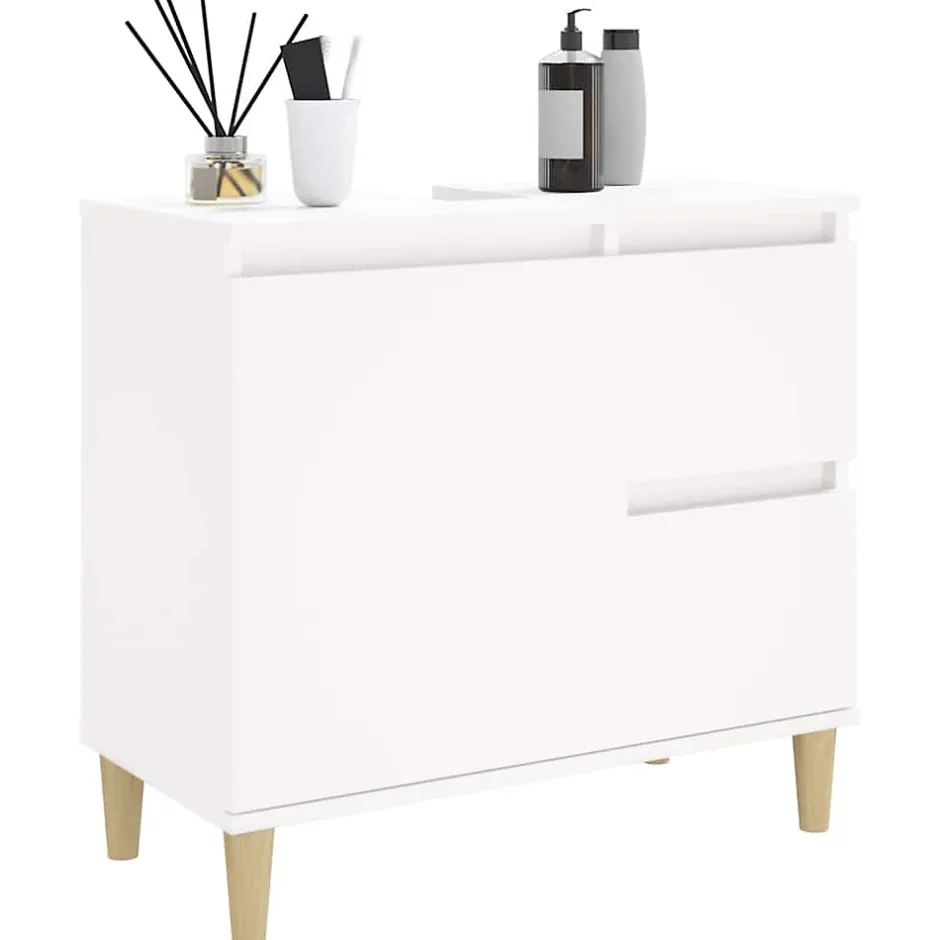 zmh Armoire de salle de bain blanc 65x33x60 cm bois d'ingénierie