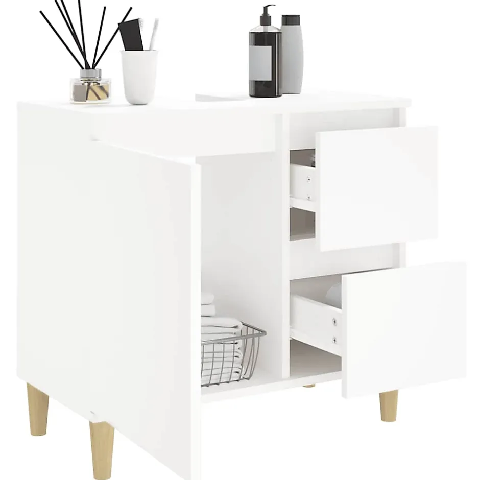 zmh Armoire de salle de bain blanc 65x33x60 cm bois d'ingénierie