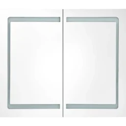 zmh Armoire de salle de bain à miroir LED Blanc brillant 80x12x68cm