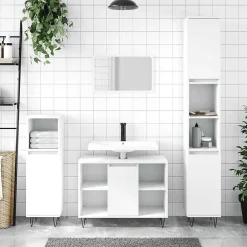 zmh Armoire de salle de bain blanc 80x33x60 cm bois d'ingénierie* Meuble Wc