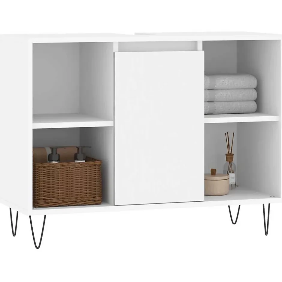 zmh Armoire de salle de bain blanc 80x33x60 cm bois d'ingénierie* Meuble Wc