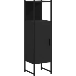 zmh Armoire de salle de bain noir 33x33x120,5 cm bois d'ingénierie* Meuble Wc