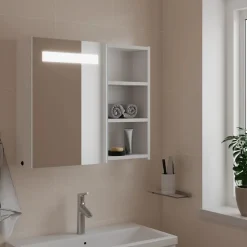 zmh Armoire de salle de bain à miroir avec LED blanc 60x13x52 cm
