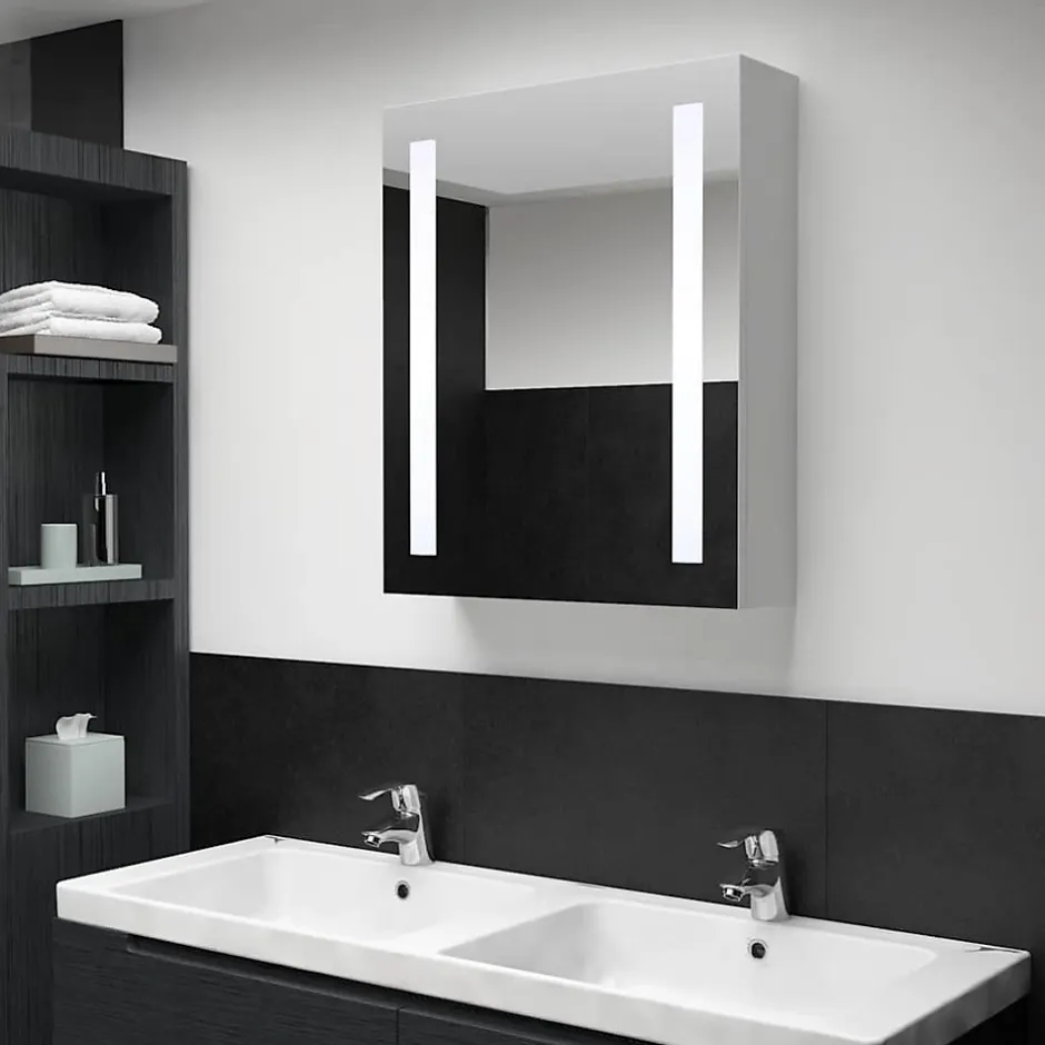 zmh Armoire de salle de bain à miroir LED 50x13x70 cm* Meuble Wc