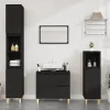 zmh Armoire de salle de bain noir 65x33x60 cm bois d'ingénierie* Meuble Wc