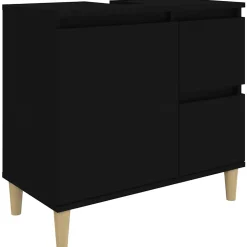 zmh Armoire de salle de bain noir 65x33x60 cm bois d'ingénierie* Meuble Wc