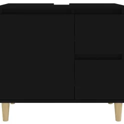 zmh Armoire de salle de bain noir 65x33x60 cm bois d'ingénierie* Meuble Wc