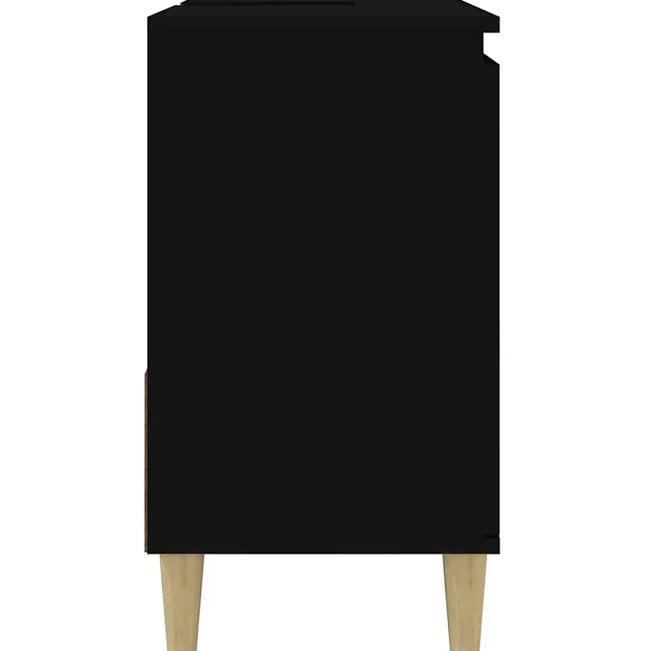 zmh Armoire de salle de bain noir 65x33x60 cm bois d'ingénierie* Meuble Wc