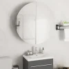 zmh Armoire de salle de bain miroir rond et LED Blanc 54x54x17,5 cm* Meuble Wc