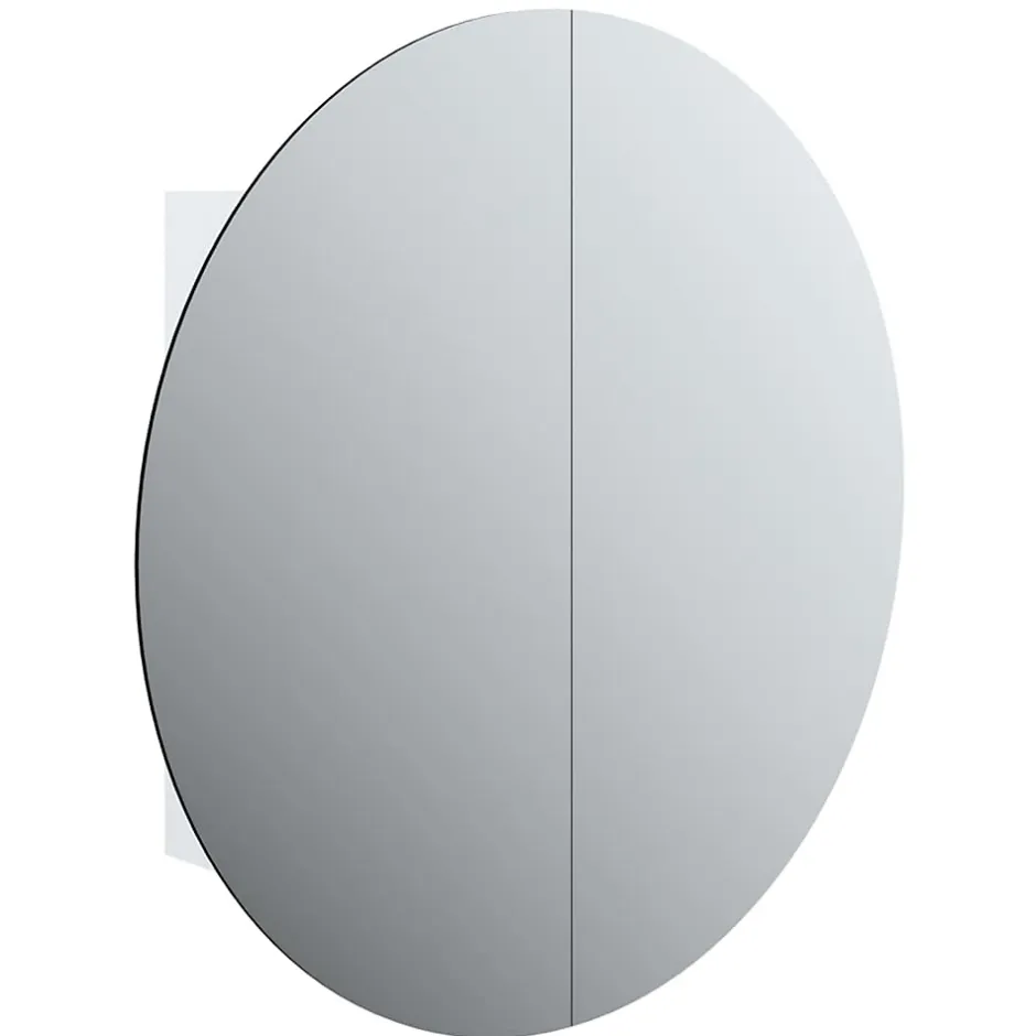 zmh Armoire de salle de bain miroir rond et LED Blanc 54x54x17,5 cm* Meuble Wc