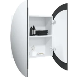 zmh Armoire de salle de bain miroir rond et LED Blanc 54x54x17,5 cm* Meuble Wc
