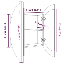 zmh Armoire de salle de bain miroir rond et LED Blanc 54x54x17,5 cm* Meuble Wc