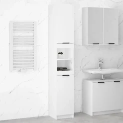 zmh Armoire de salle de bain blanc 32x34x188,5 cm bois d'ingénierie
