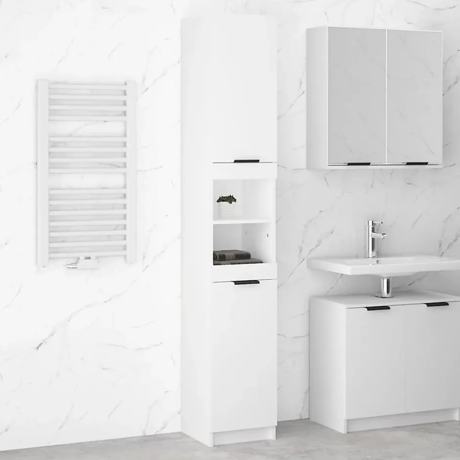zmh Armoire de salle de bain blanc 32x34x188,5 cm bois d'ingénierie