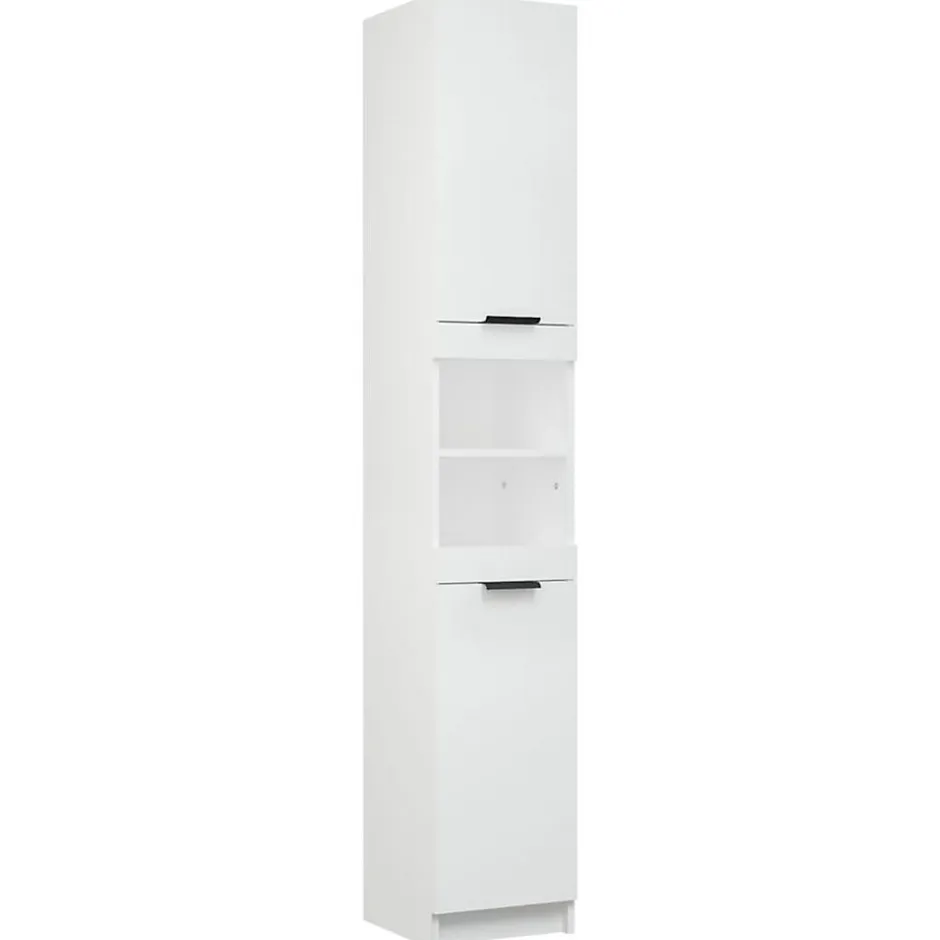 zmh Armoire de salle de bain blanc 32x34x188,5 cm bois d'ingénierie