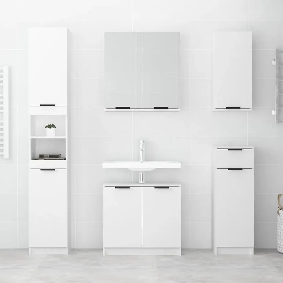 zmh Armoire de salle de bain blanc 32x34x188,5 cm bois d'ingénierie