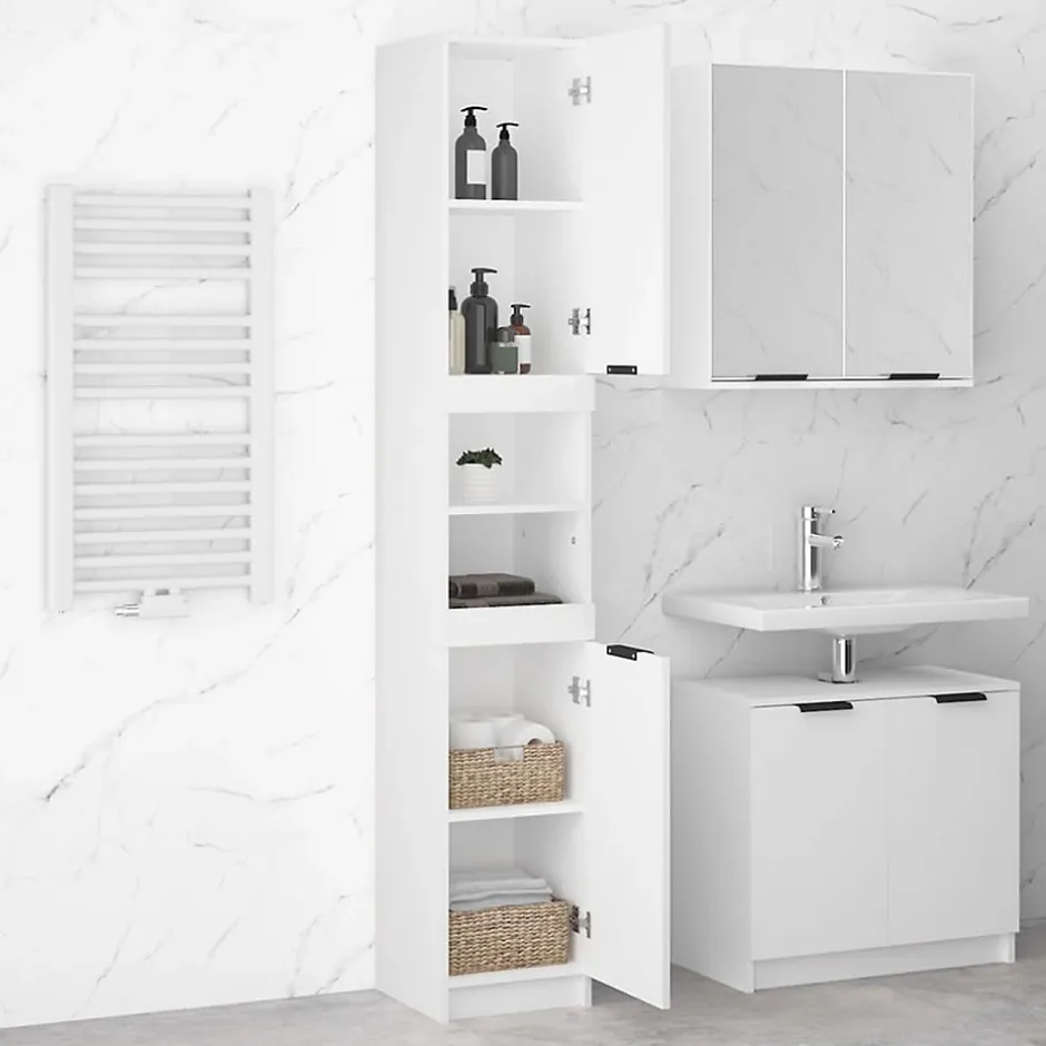 zmh Armoire de salle de bain blanc 32x34x188,5 cm bois d'ingénierie
