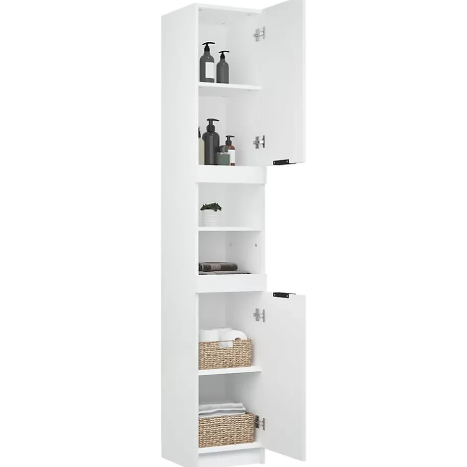 zmh Armoire de salle de bain blanc 32x34x188,5 cm bois d'ingénierie