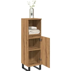 zmh Armoire de salle de bain chêne artisanal 30x30x100 cm