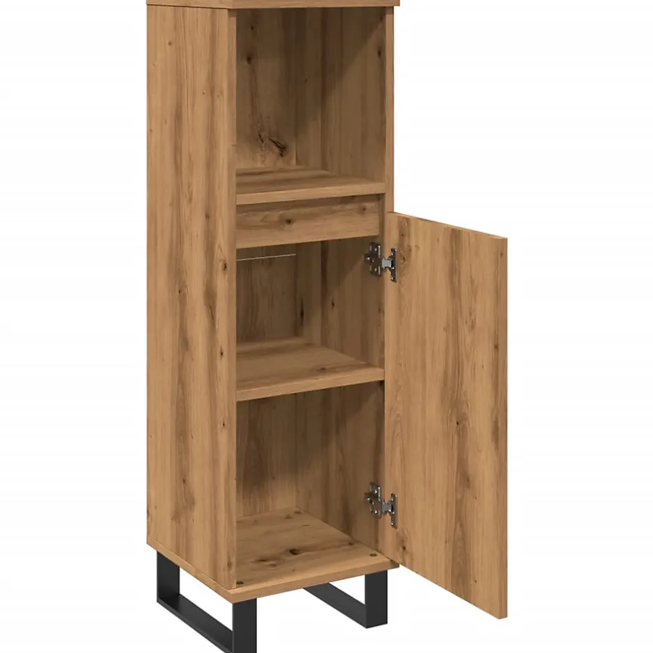 zmh Armoire de salle de bain chêne artisanal 30x30x100 cm