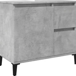 zmh Armoire d'évier gris béton 65x33x60 cm bois d'ingénierie* Meuble Wc