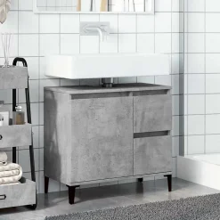 zmh Armoire d'évier gris béton 65x33x60 cm bois d'ingénierie* Meuble Wc