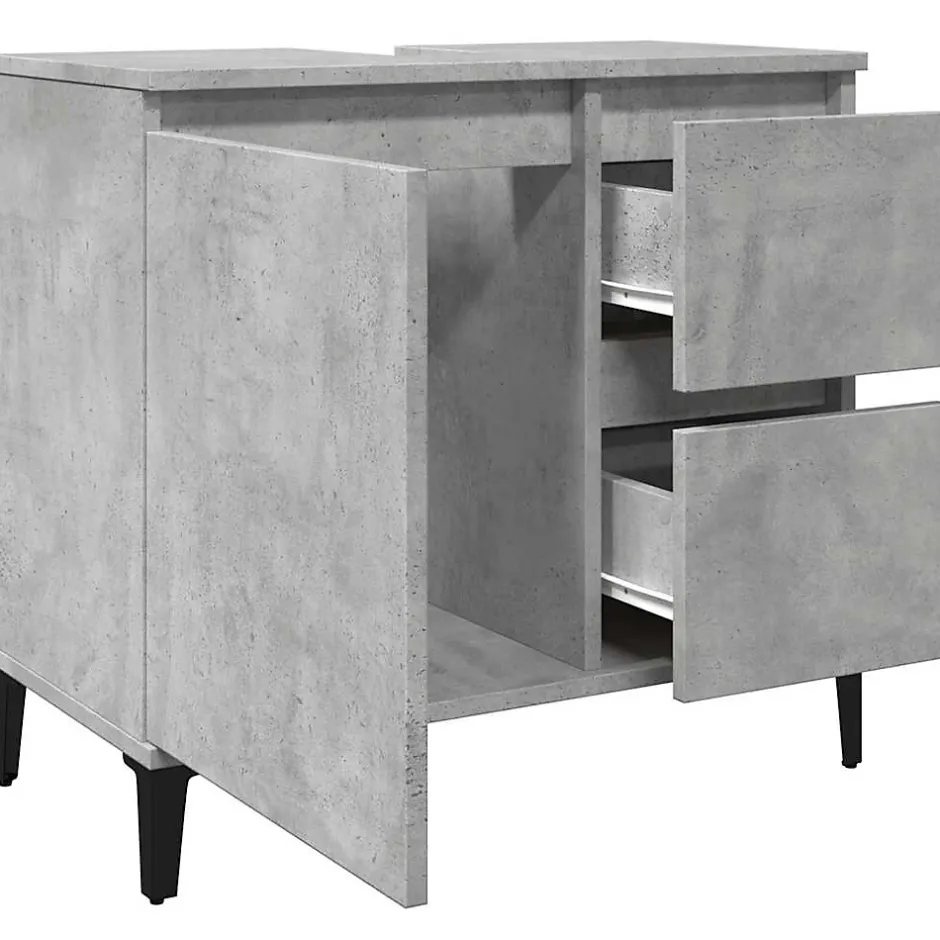 zmh Armoire d'évier gris béton 65x33x60 cm bois d'ingénierie* Meuble Wc